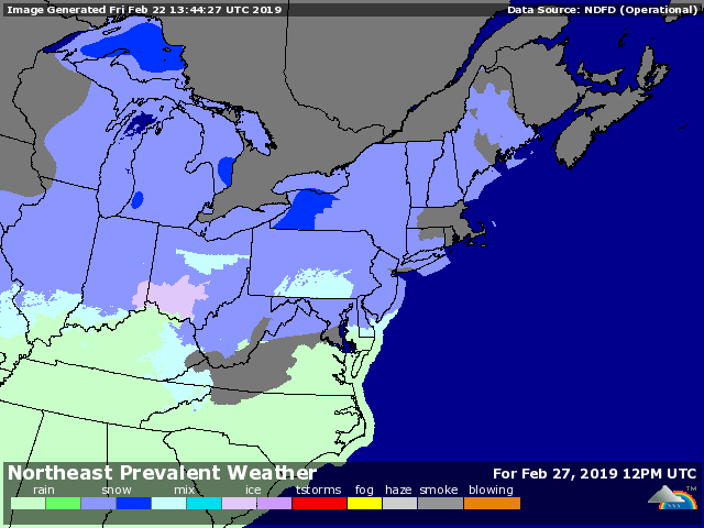 Weather forecast for northeast US Feb. 27 7am EST